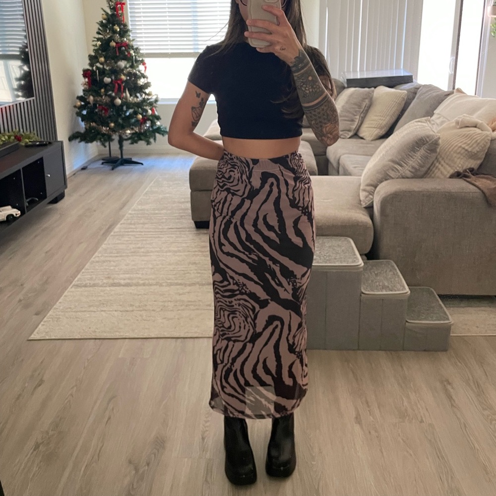 Zebra print long skirt